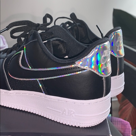 Nike Shoes - RARE NIKE Black Air Force 1 w Holographic details